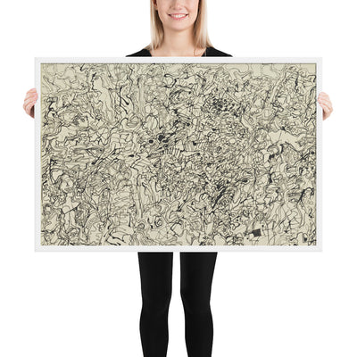 Ties and Whys Landscape with Figures by Jean Dubuffet, Framed poster