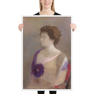 Woman with Flower Corsage by Odilon Redon, Framed poster