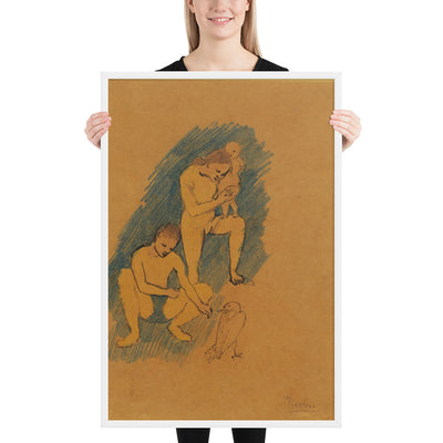 Family with a Crow by Pablo Picasso, Framed poster