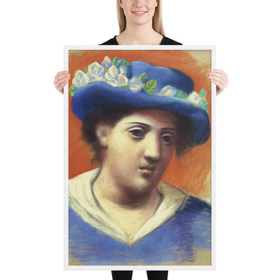 Woman with Flowered Hat by Pablo Picasso, Framed poster