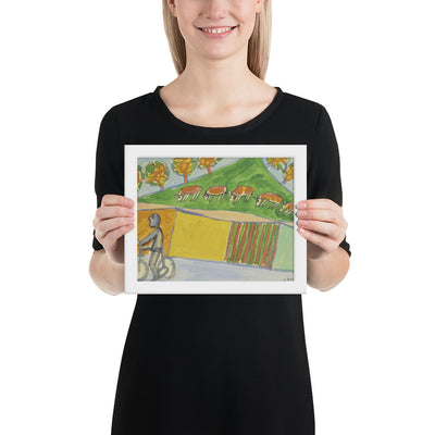 Cyclist with Five Cows by Jean Dubuffet, Framed poster