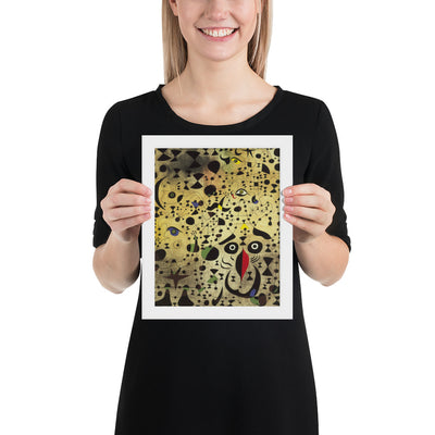 The Beautiful Bird Revealing the Unknown to a Pair of Lovers by Joan Miró, Framed poster