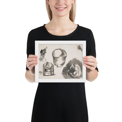 Casket, Cup and Apple by Pablo Picasso, Framed poster