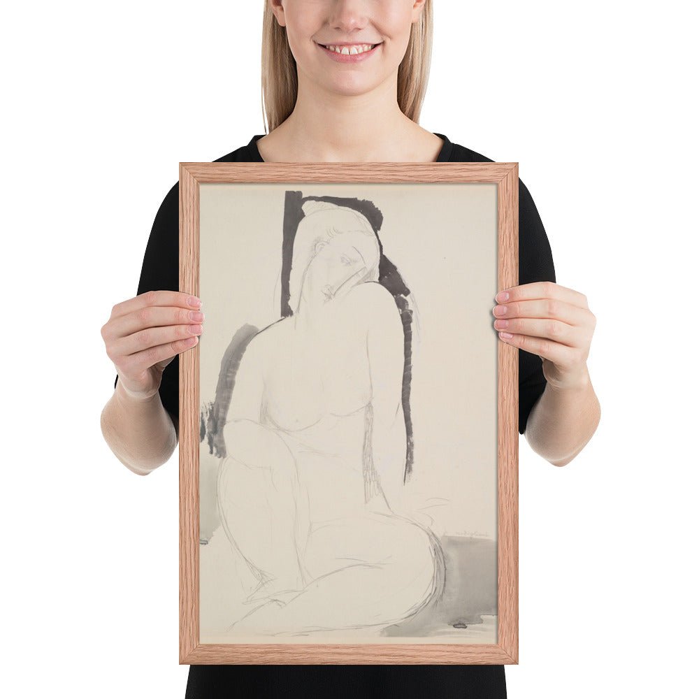 Seated Nude by Amedeo Modigliani, Framed poster