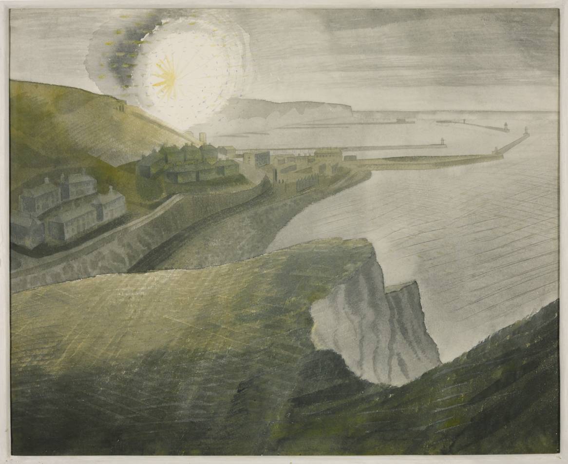 Shelling by Night English Channel WW2 1941 by Eric Ravilious, 17x13" Frame