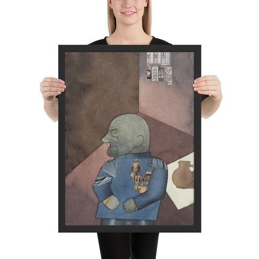 The Convict Monteur John Heartfield after Franz Jung's Attempt to Get Him Up on His Feet by George Grosz, Framed poster