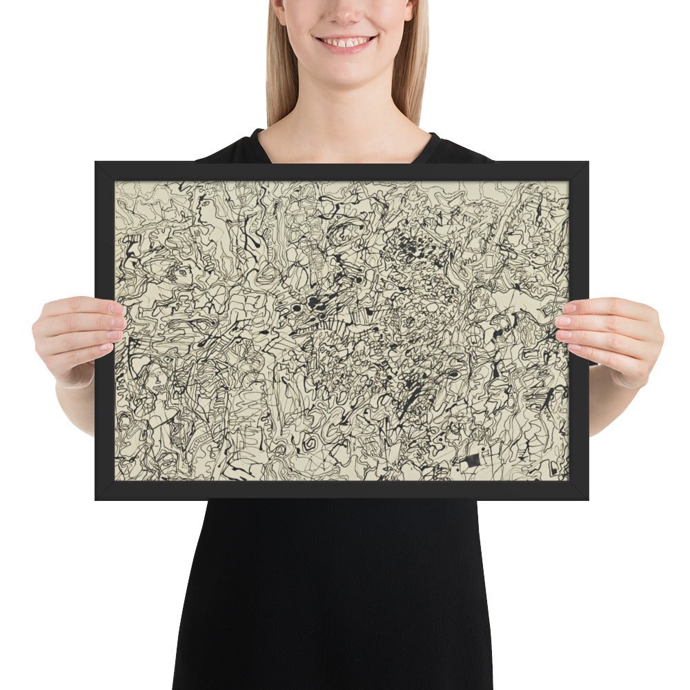 Ties and Whys Landscape with Figures by Jean Dubuffet, Framed poster