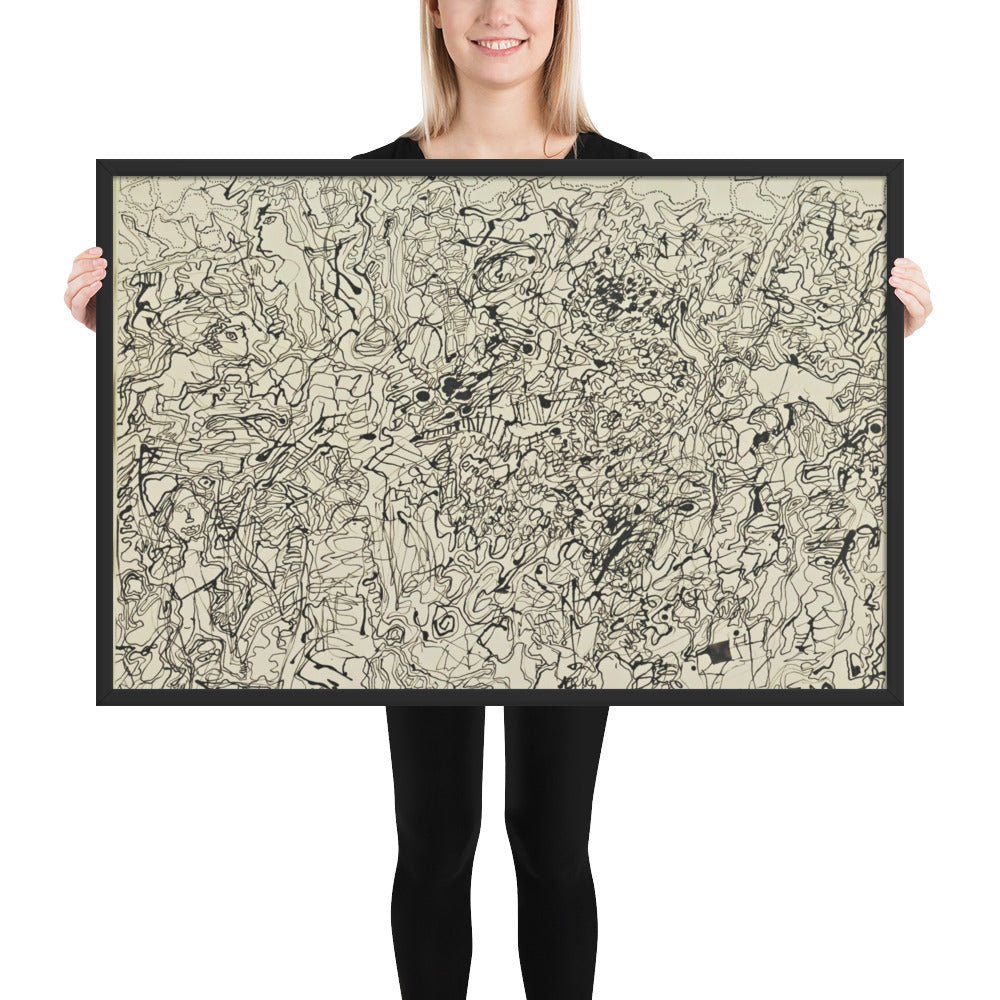 Ties and Whys Landscape with Figures by Jean Dubuffet, Framed poster