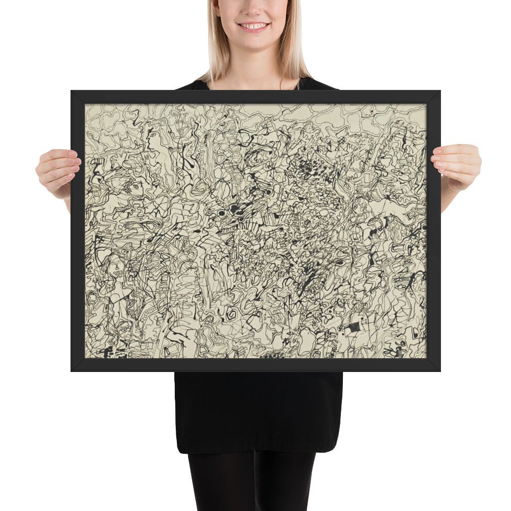 Ties and Whys Landscape with Figures by Jean Dubuffet, Framed poster