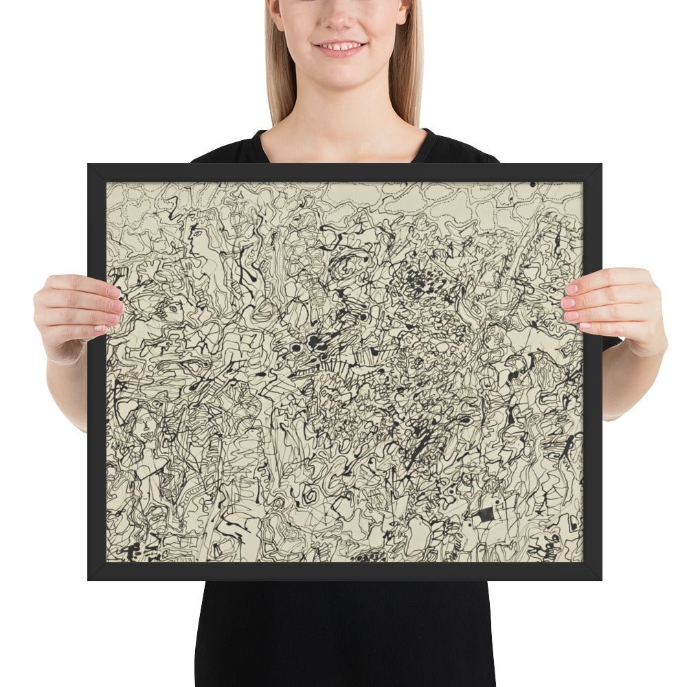 Ties and Whys Landscape with Figures by Jean Dubuffet, Framed poster