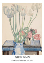 White Tulips by Charles Rennie Mackintosh, vintage art, modern poster print