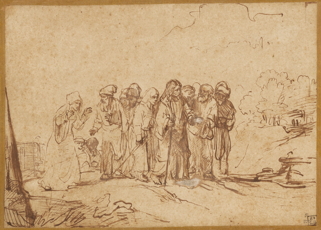 Unknown maker, Rembrandt Pupil, active 1650s:Christ and the ,16x12"(A3)Poster