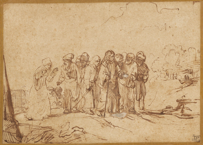 Unknown maker, Rembrandt Pupil, active 1650s:Christ and the ,16x12