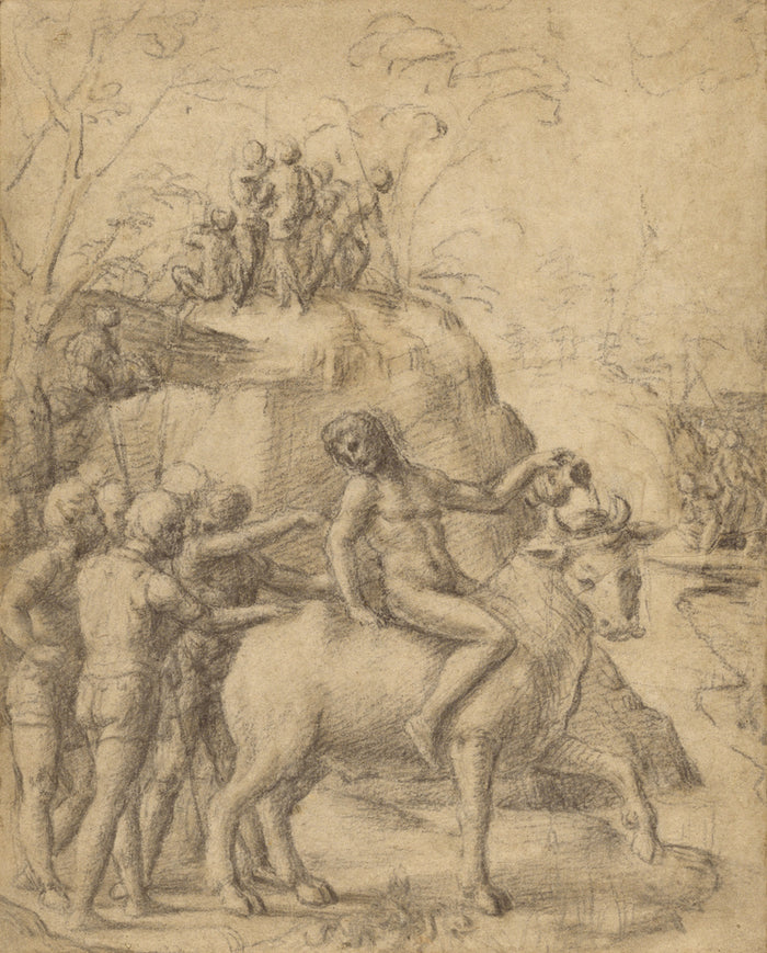 Correggio :A Man Riding a Bull, and Other Figures,16x12