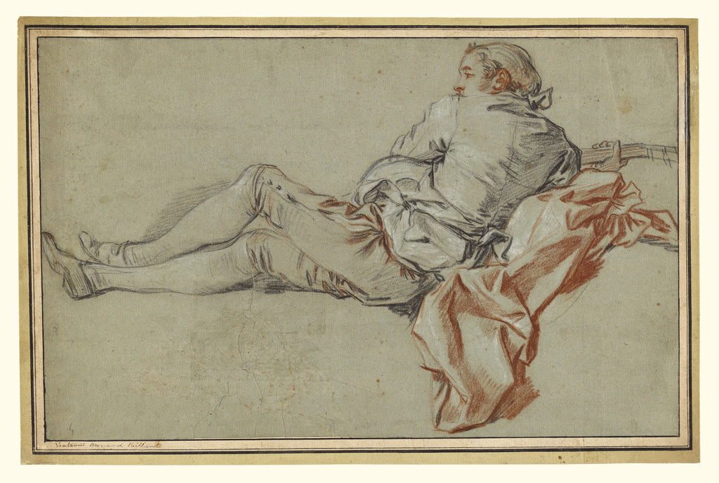 François Boucher:Reclining Male Figure, Poster Print Wall Art