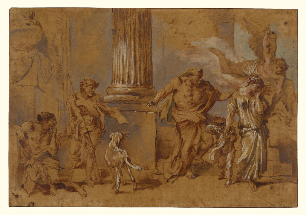 Giovanni Benedetto Castiglione:The Expulsion of Hagar, Poster Print Wall Art