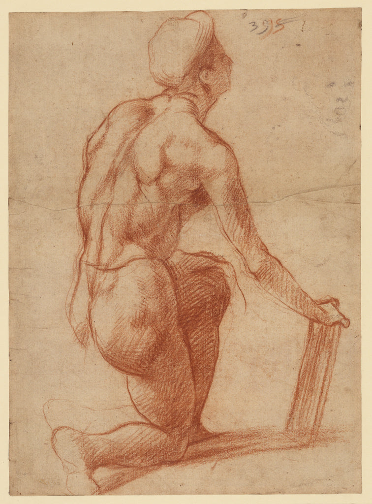 Andrea del Sarto:Study of a Kneeling Figure with a Sketch of, Poster Print Wall Art