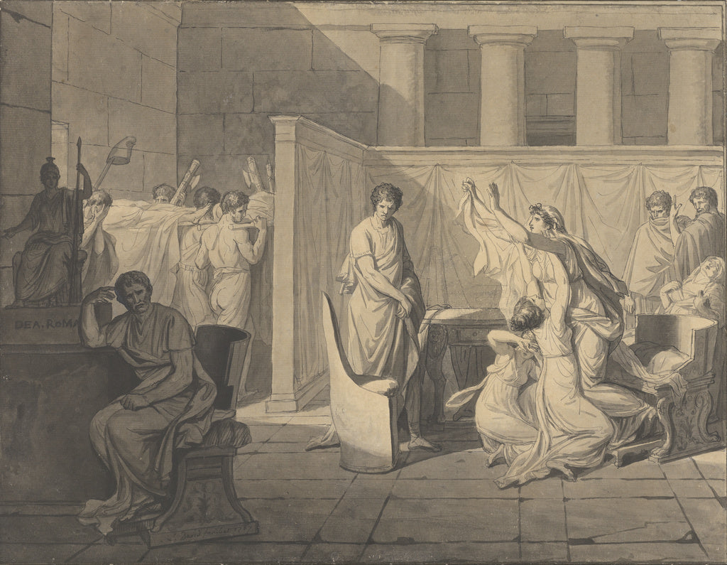 Jacques-Louis David:The Lictors Bringing Brutus the Bodies o, Poster Print Wall Art