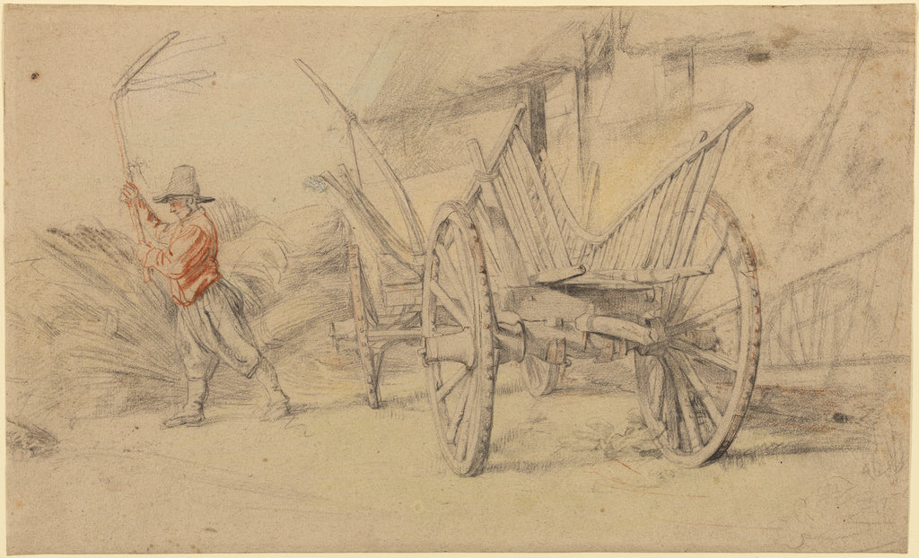 Peter Paul Rubens:A Man Threshing Beside a Wagon, Farm Build,16x12"(A3)Poster