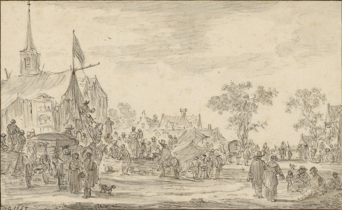 Jan van Goyen:A Village Festival with Musicians Playing Outs,16x12