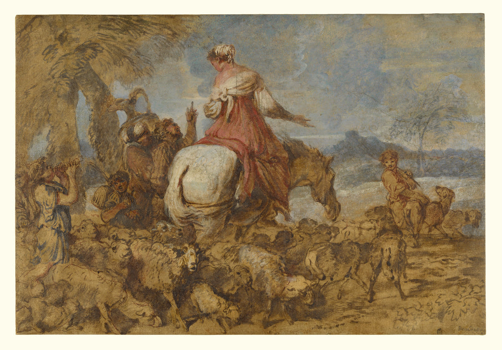 Giovanni Benedetto Castiglione:Pastoral Journey, Poster Print Wall Art