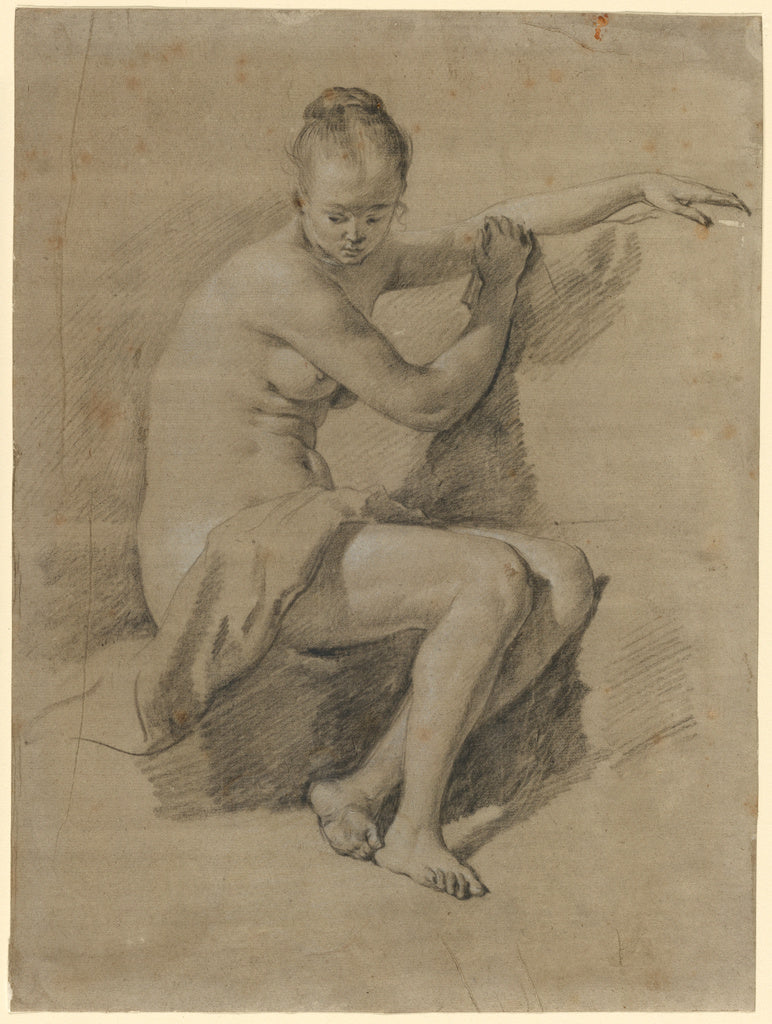 Adriaen van de Velde:Seated Female Nude, Poster Print Wall Art