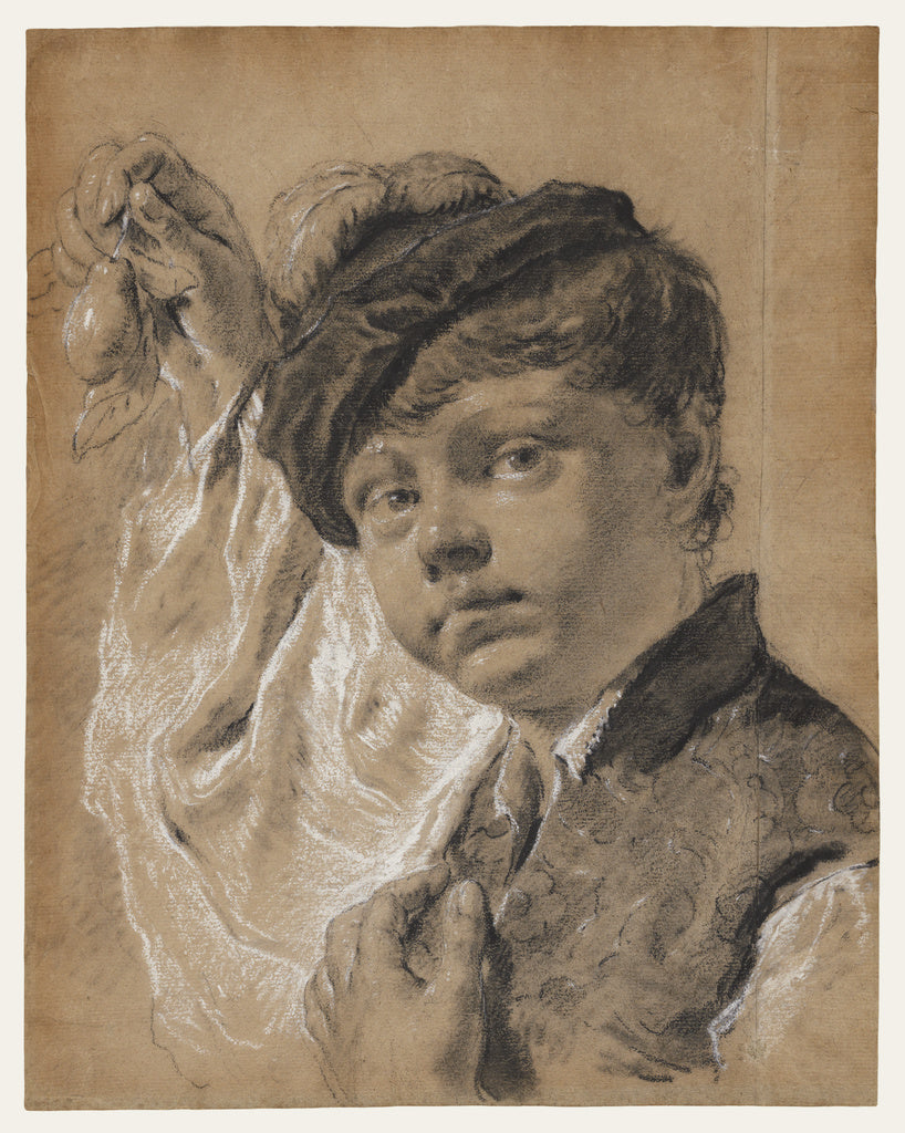 Giovanni Battista Piazzetta:A Boy Holding a Pear (Giacomo Pi,16x12"(A3)Poster