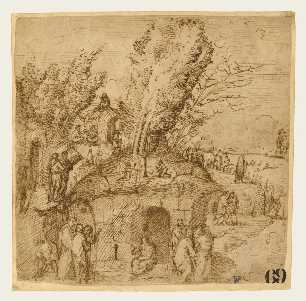 Lorenzo Costa:A Thebaid: Monks and Hermits in a Landscape, Poster Print Wall Art