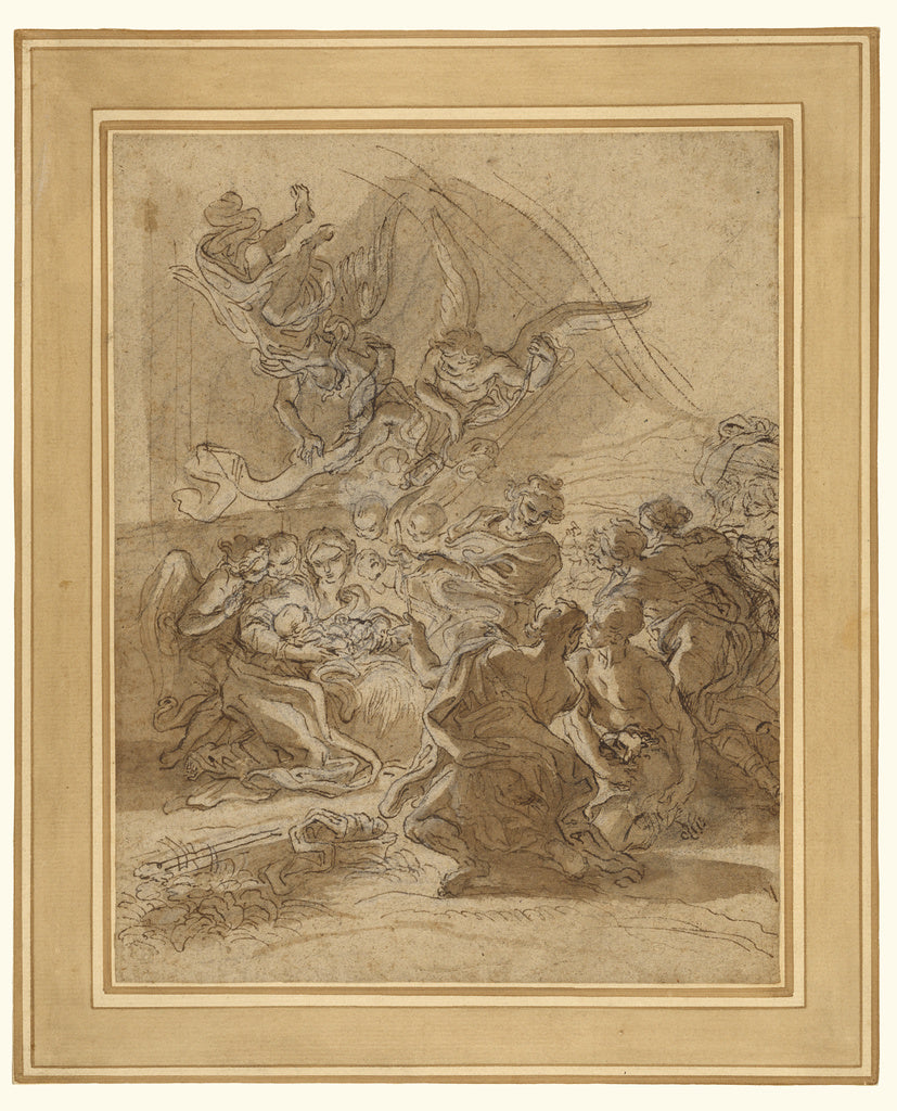 Baciccio :Adoration of the Shepherds, Poster Print Wall Art