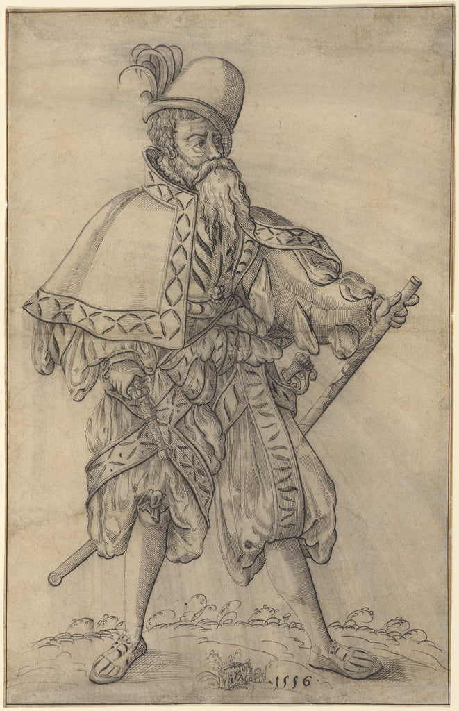 Jost Amman:An Officer of the Rank of 'Oberster Feldprofoss' , Poster Print Wall Art