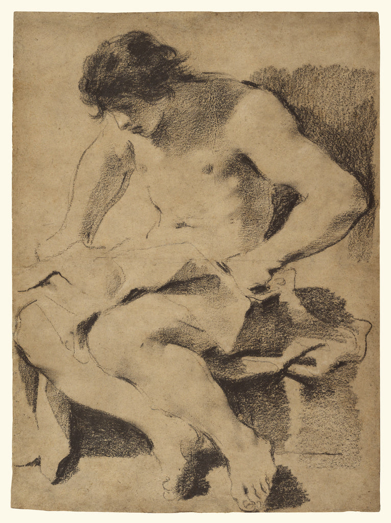 Giovanni Francesco Barbieri, called il Guercino :Study of a , Poster Print Wall Art