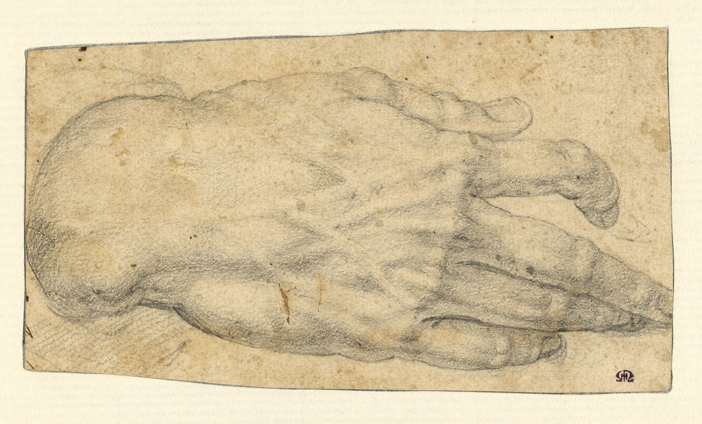 Agnolo Bronzino:Study of a man's right hand (recto); Studies, Poster Print Wall Art