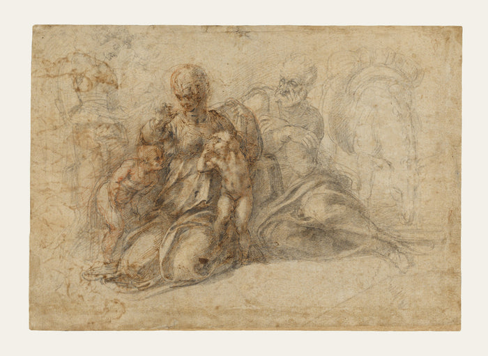 Michelangelo Buonarroti:The Holy Family with the Infant Sain,16x12