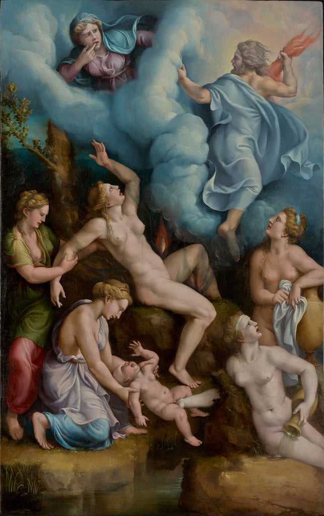 Giulio Romano  and Workshop:The Birth of Bacchus, Poster Print Wall Art