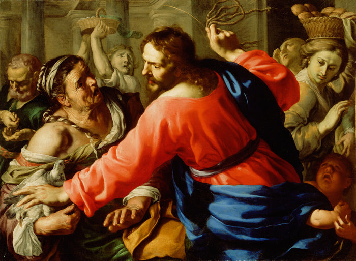 Bernardino Mei:Christ Cleansing the Temple,16x12
