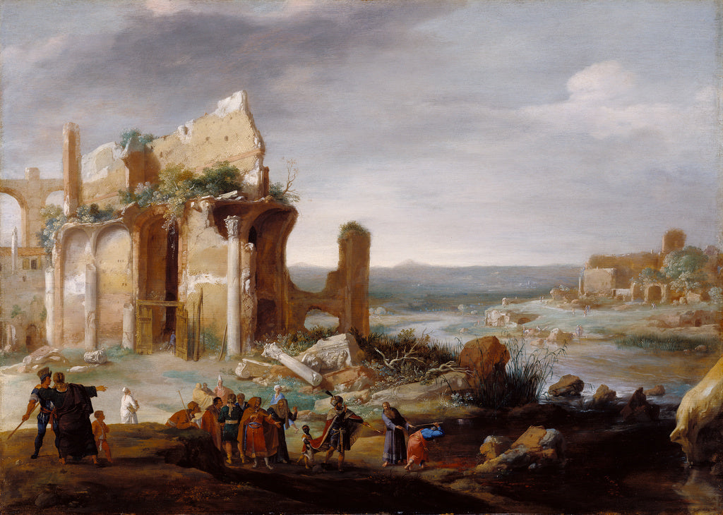 Bartholomeus Breenbergh:Moses and Aaron Changing the Rivers , Poster Print Wall Art