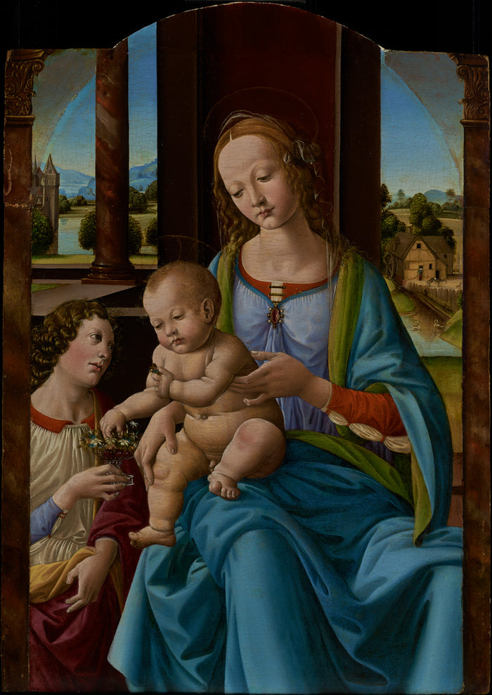 Lorenzo di Credi Studio of:Madonna and Child,16x12