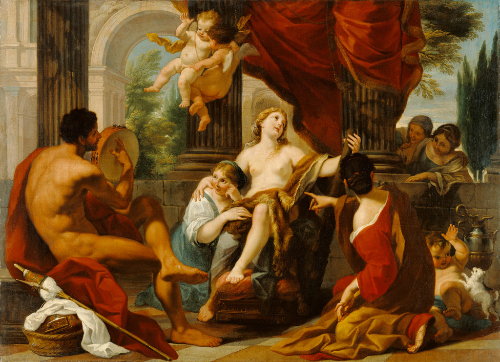 Luigi Garzi , 1638 - 1721):Hercules and Omphale, Poster Print Wall Art