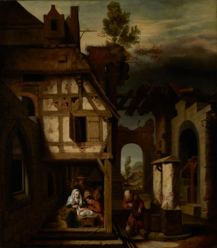 Nicolaes Maes:Adoration of the Shepherds,16x12