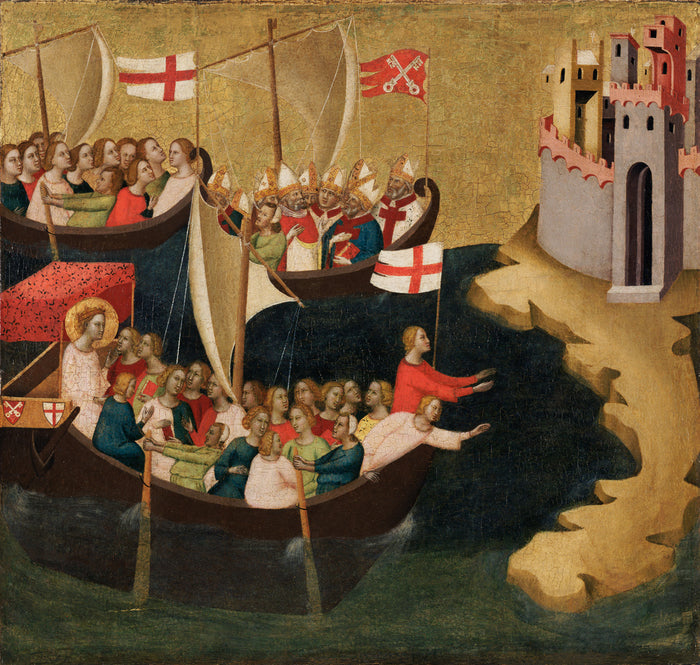 Bernardo Daddi:Arrival of Saint Ursula at Cologne,16x12