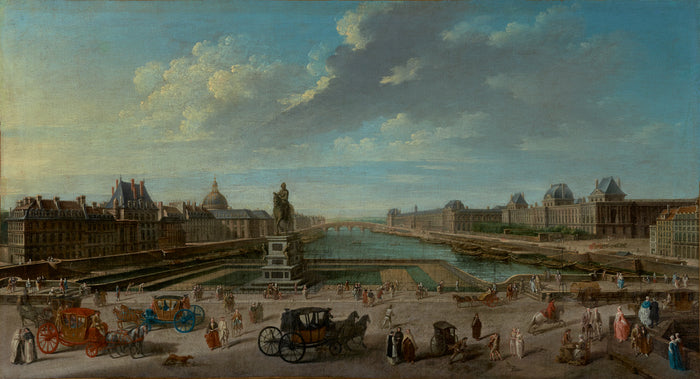 Jean-Baptiste Raguenet:A View of Paris from the Pont Neuf,16x12