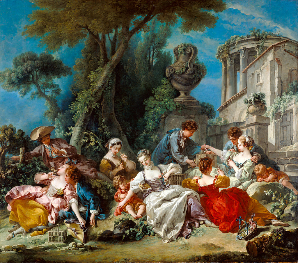 François Boucher:The Bird Catchers, Poster Print Wall Art