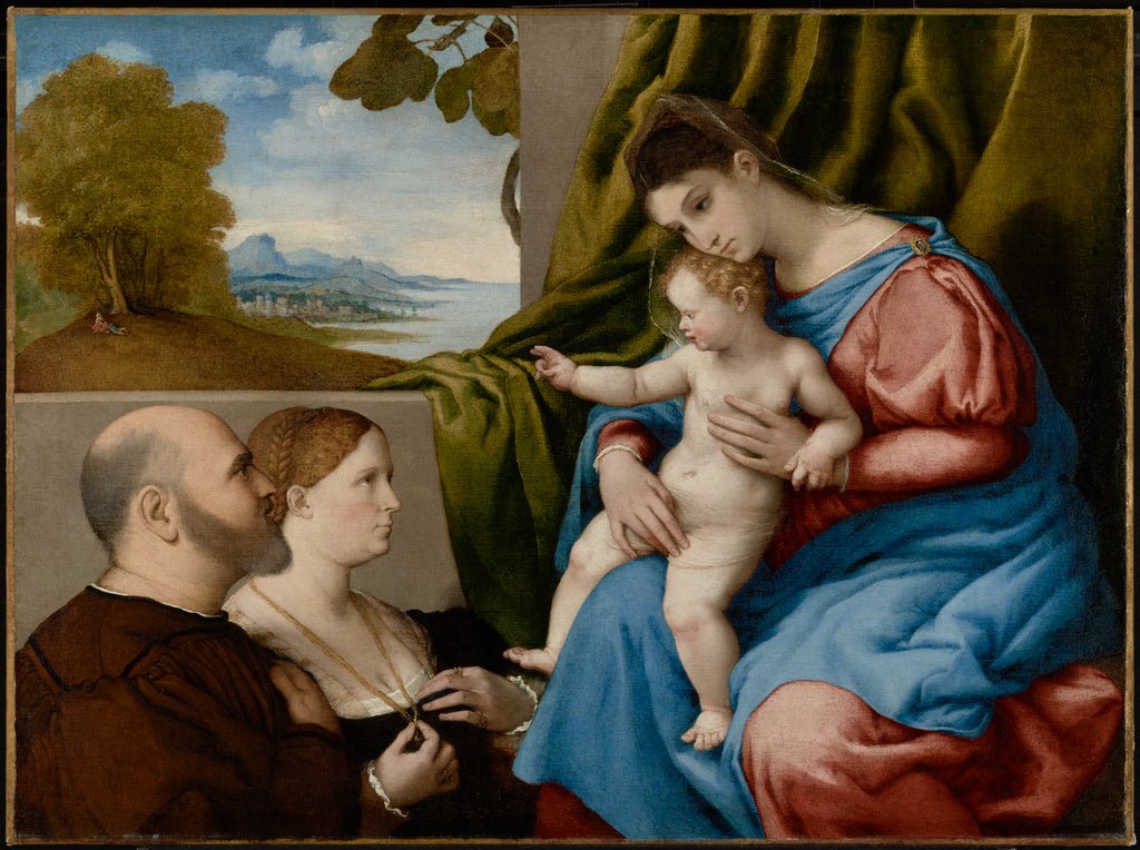 Lorenzo Lotto , about 1480 - 1556):Madonna and Child with Tw, Poster Print Wall Art