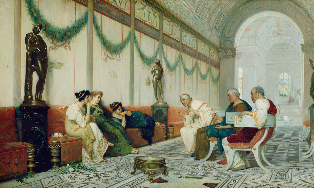 Ettore Forti:Interior of Roman Building with Figures, Poster Print Wall Art