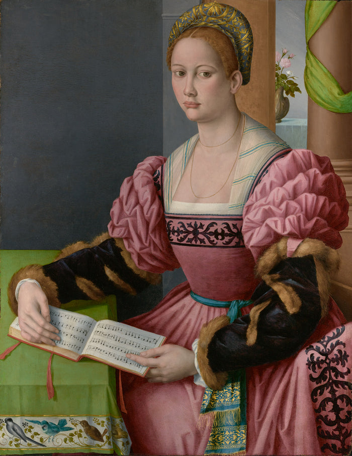 Bacchiacca  , 1494 - 1557):Portrait of a Woman with a Book o,16x12