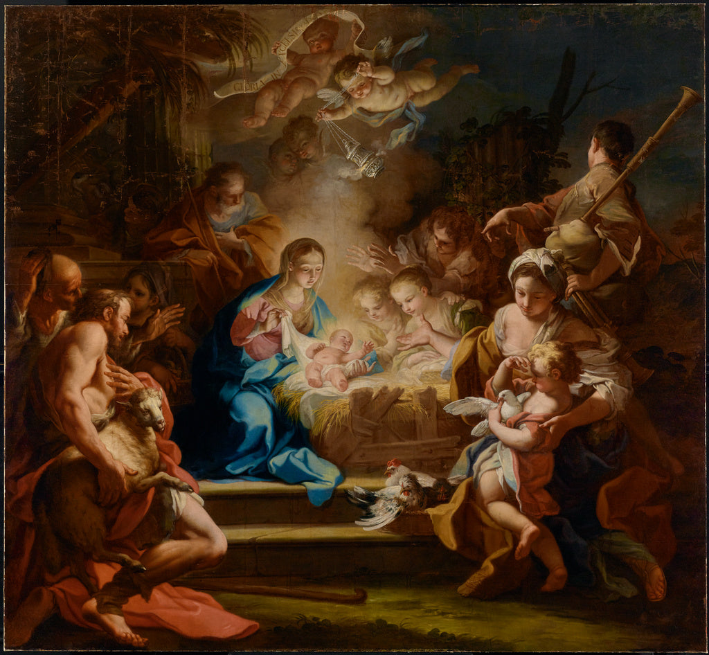 Sebastiano Conca , 1680 - 1764):The Adoration of the Shepher, Poster Print Wall Art