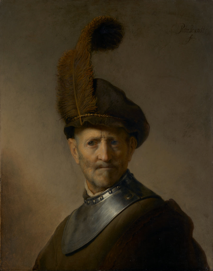 Rembrandt Harmensz. van Rijn:An Old Man in Military Costume,16x12"(A3)Poster