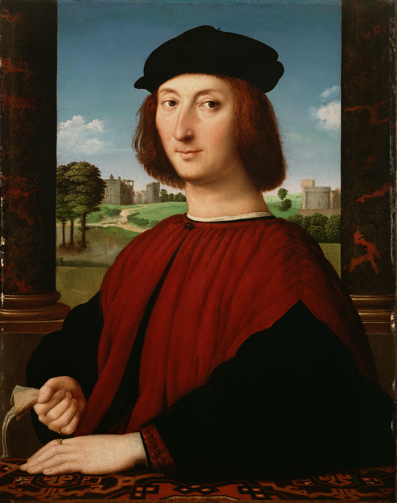 Raphael Circle of:Portrait of a Young Man in Red, Poster Print Wall Art