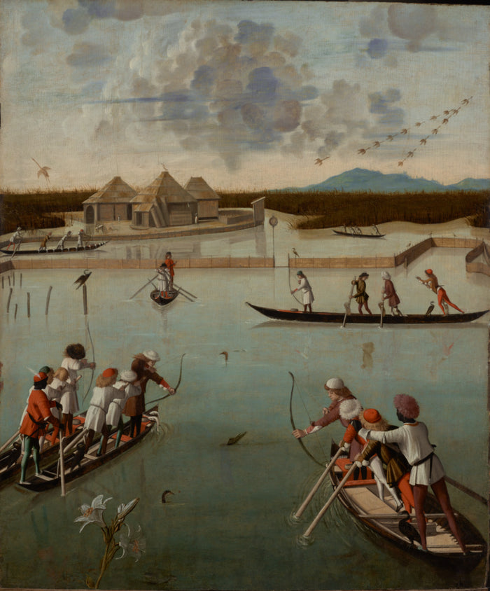 Vittore Carpaccio:Hunting on the Lagoon (recto); Letter Rack,16x12