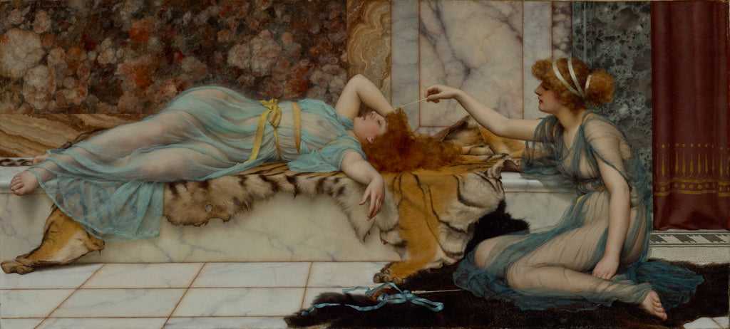 John William Godward:Mischief and Repose, Poster Print Wall Art